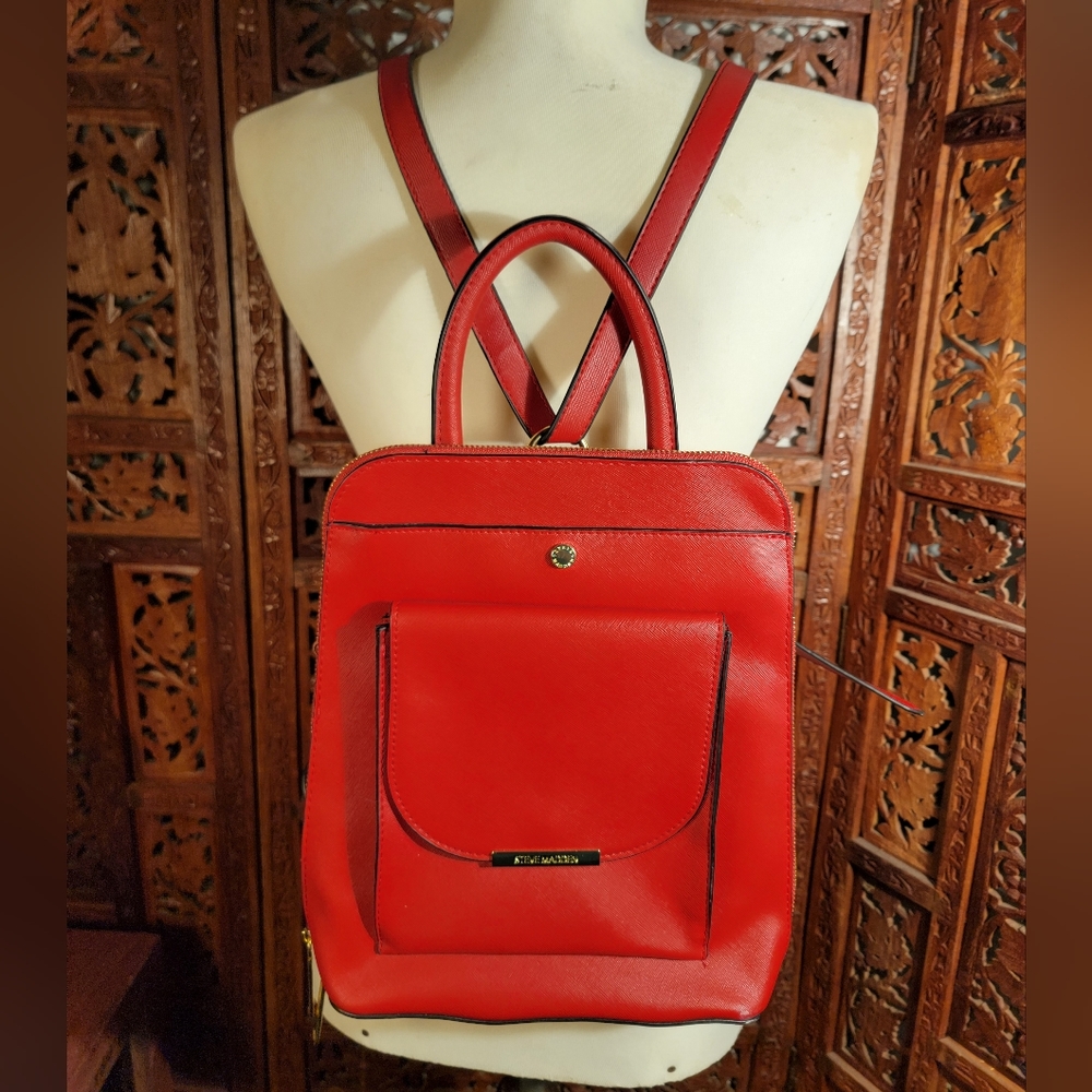 Steve Madden Berry Red Bmarino Adjustable Strap Backpack Purse